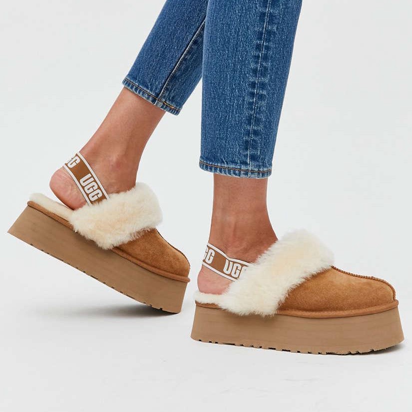 Ugg Womens Funkette Slippers Chestnut